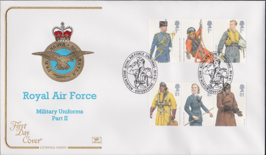 2008 -R A F Uniforms COTSWOLD FDC - Brize Norton Oxfordshire Postmark