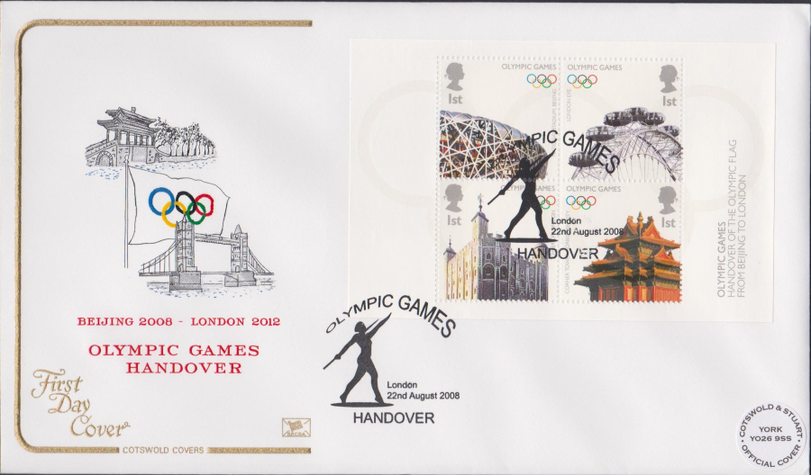 2008 -Olympic Games Handover COTSWOLD FDC - Handover London Postmark - Click Image to Close