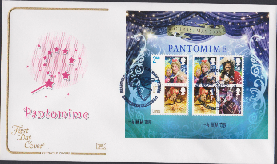 2008 -Christmas Mini Sheet COTSWOLD FDC - Bethlehem Llandeilo Postmark - Click Image to Close