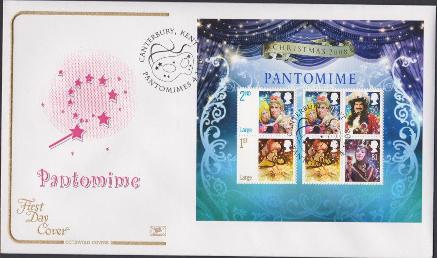 2008 -Christmas Mini Sheet COTSWOLD FDC - Canterbury Kent Postmark - Click Image to Close