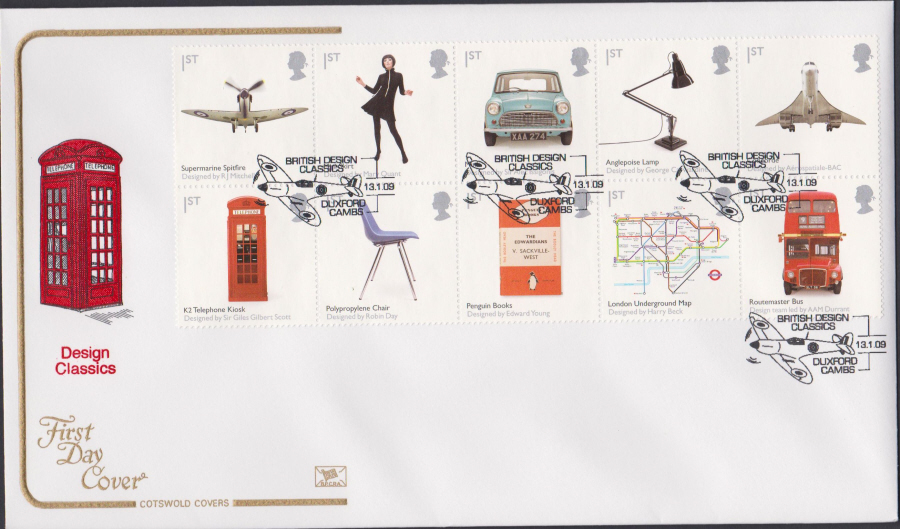2009 - Design Classics - Cotswold First Day Cover - British Design Classics Duxford,Cambs Postmark