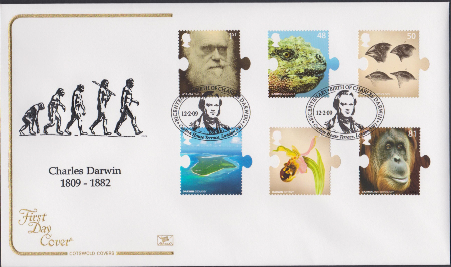 2009 -Charles Darwin Set - Cotswold First Day Cover - Carlton House Terrace,London SW1 Postmark