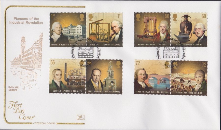 2009 - Pioneers Industrial Revolution - Cotswold First Day Cover - Pioneers London Postmark