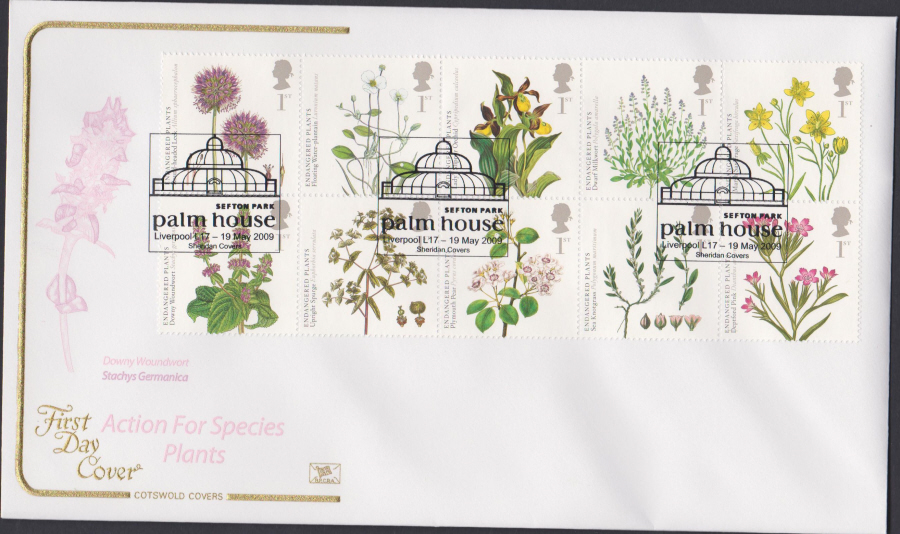 2009 - Kew Gardends -Set Cotswold First Day Cover - Palm House Liverpool L17 Postmark