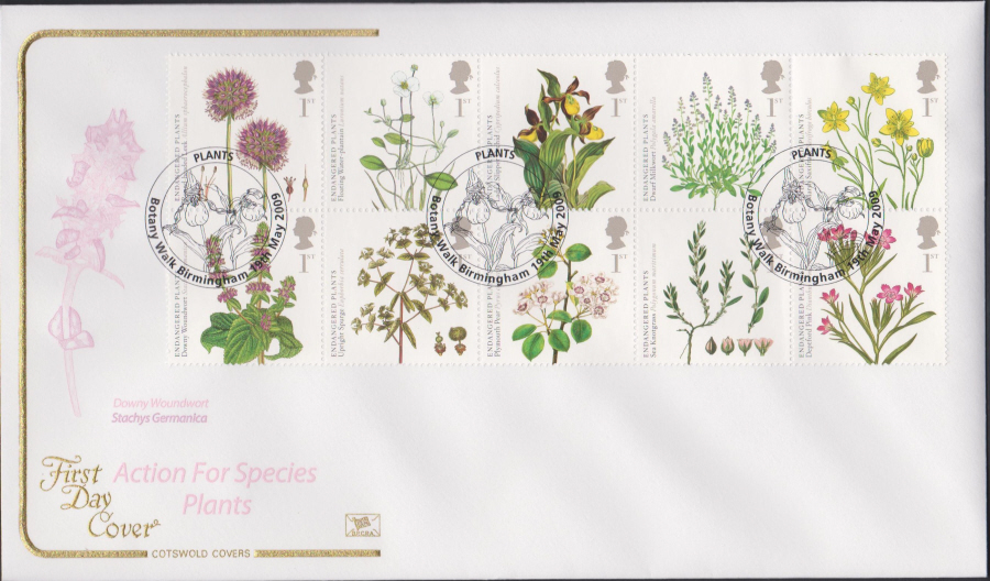 2009 - Kew Gardends -Set Cotswold First Day Cover - Botany Walk,Birmingham Postmark