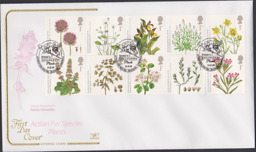 2009 - Kew Gardends -Set Cotswold First Day Cover - Action for Species Bodelva Cornwall Postmark - Click Image to Close