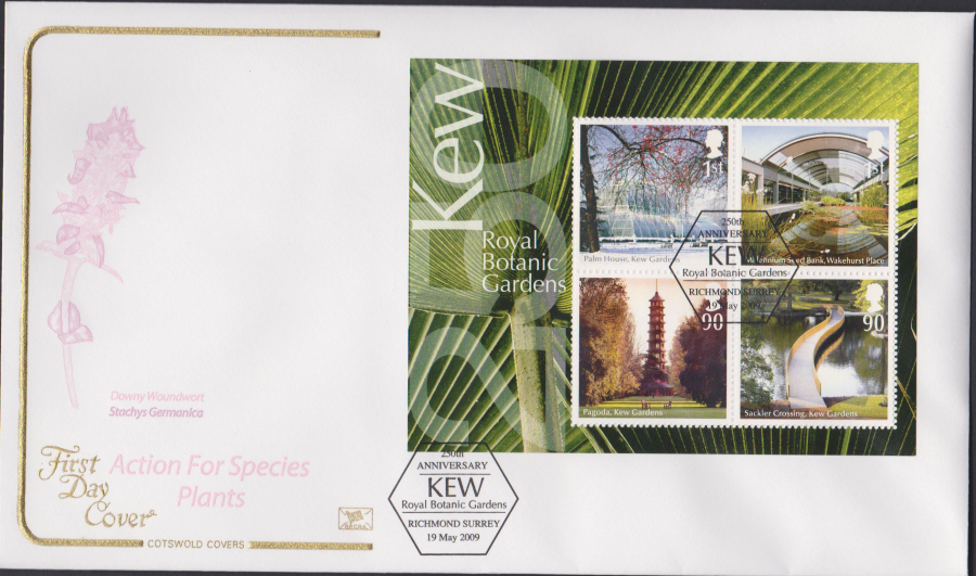 2009 - Kew Gardends -Mini Sheet Cotswold First Day Cover - Kew Richmond,Surrey Postmark - Click Image to Close