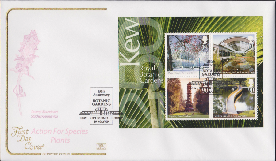 2009 - Kew Gardends -Mini Sheet Cotswold First Day Cover -Botanic Gardens Kew Richmond,Surrey Postmark