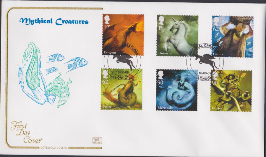 2009 - Mythical Creatures - Cotswold First Day Cover - Mythical Creatures,London Postmark - Click Image to Close
