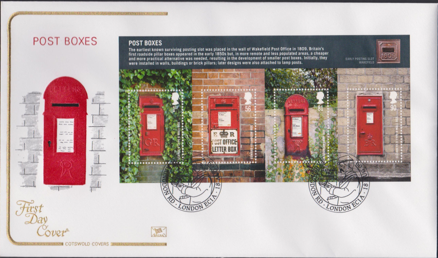 2009 - Post Boxes - Cotswold First Day Cover - Barringdon Rd London EC1A Postmark - Click Image to Close