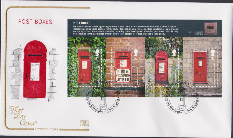 2009 - Post Boxes - Cotswold First Day Cover - Hill Street,Birmingham Postmark