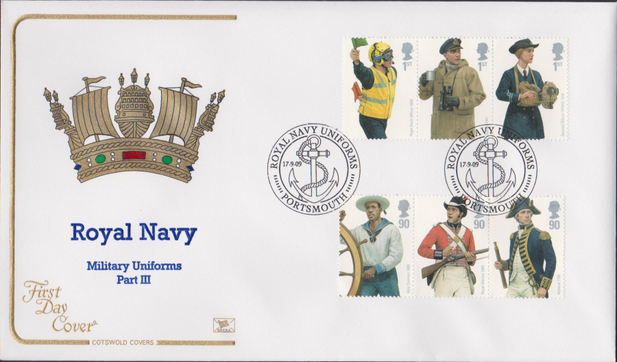 2009 - Royal Navy Uniforms - Cotswold First Day Cover - Portsmouth Postmark - Click Image to Close