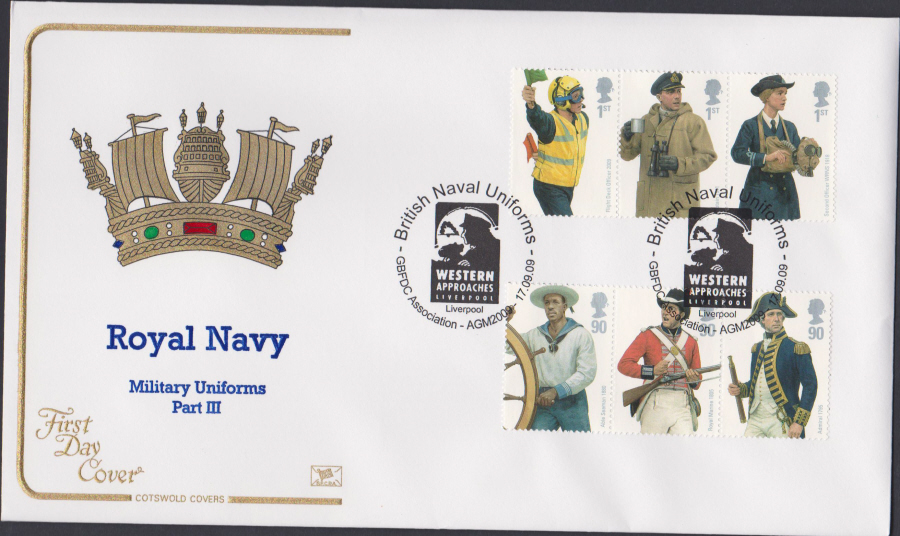 2009 - Royal Navy Uniforms - Cotswold First Day Cover - GB FDC Assn. Liverpool Postmark - Click Image to Close