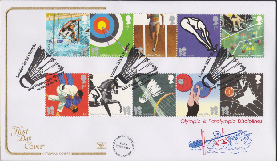 2009 -Olympic Games - Cotswold First Day Cover - London 2012 Olympics London Postmark - Click Image to Close