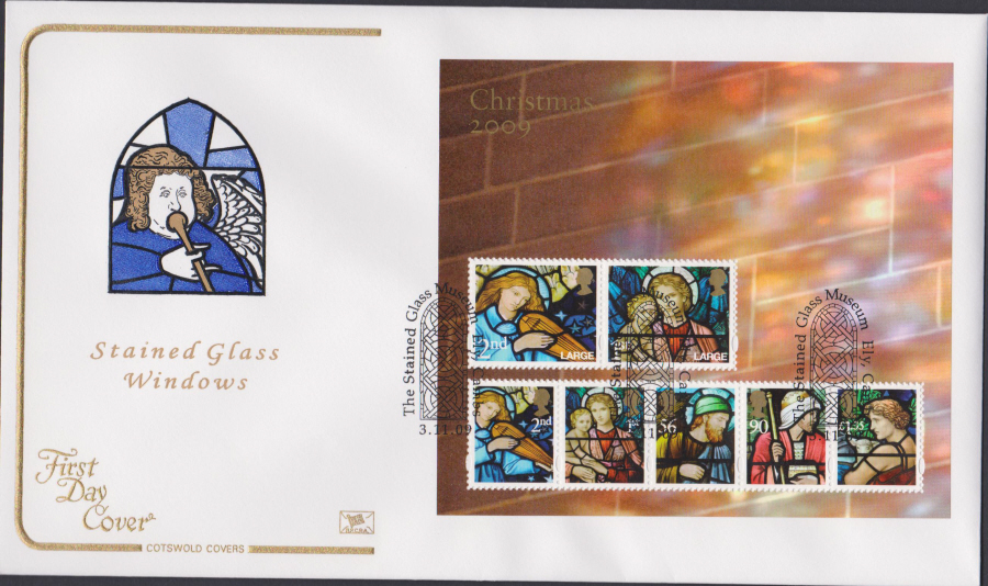 2009 - Christmas First Day Cover Mini Sheet COTSWOLD - The Strand Glass Ely,Cambs. Postmark - Click Image to Close