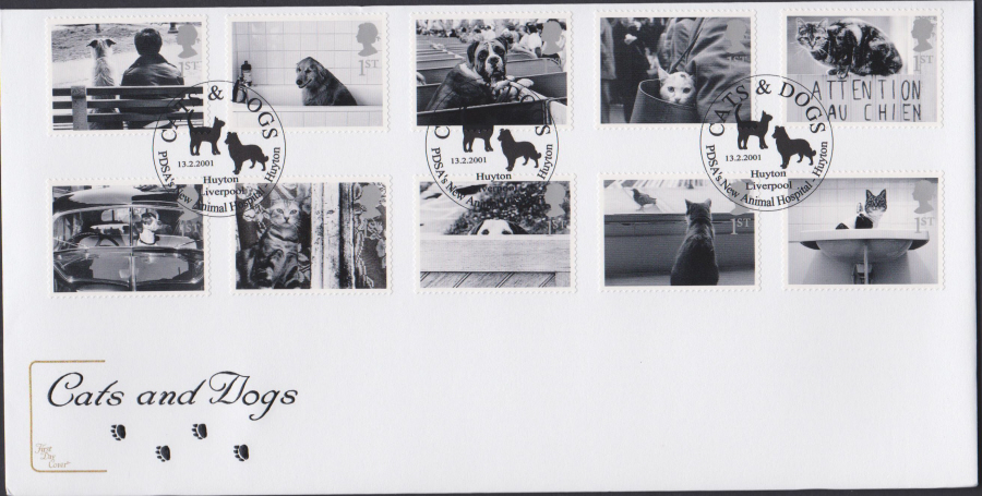 2001 -Cats & Dogs FDC COTSWOLD Hyton,Liverpool Postmark - Click Image to Close