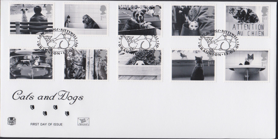 2001 -Cats & Dogs FDC COTSWOLD Braunton Kittywell Postmark - Click Image to Close