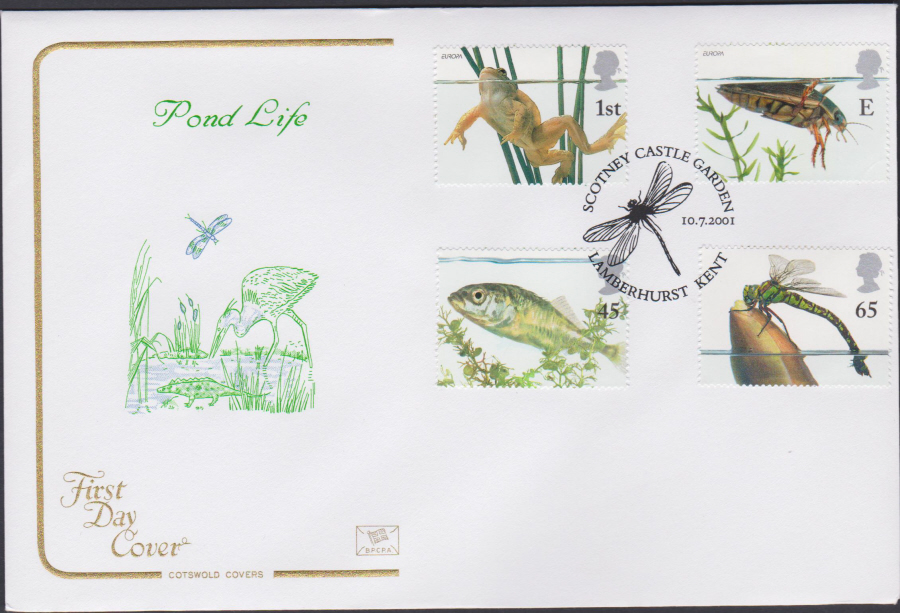 2001 Pond Life FDC COTSWOLD -Stoney Castle Garden,Lamberhurst,Kent Postmark - Click Image to Close