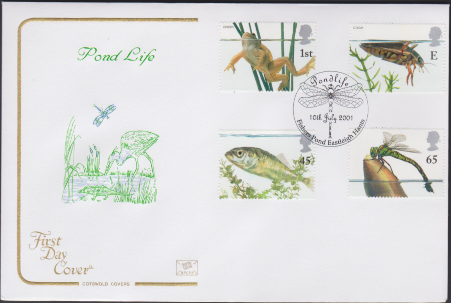 2001 Pond Life FDC COTSWOLD -Fishers Pond,Eastleigh,Hants Postmark - Click Image to Close