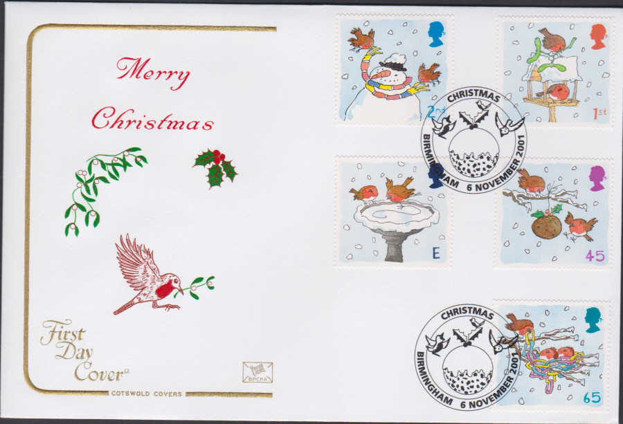 2001 Christmas FDC COTSWOLD - Birmingham Postmark