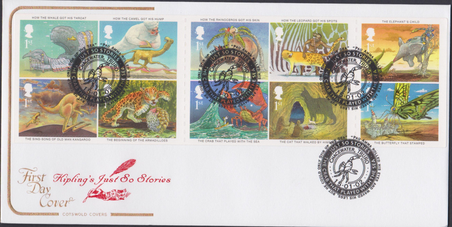 2002 - Kipling Just So Stories COTSWOLD FDC Chacewater,Truro Postmark