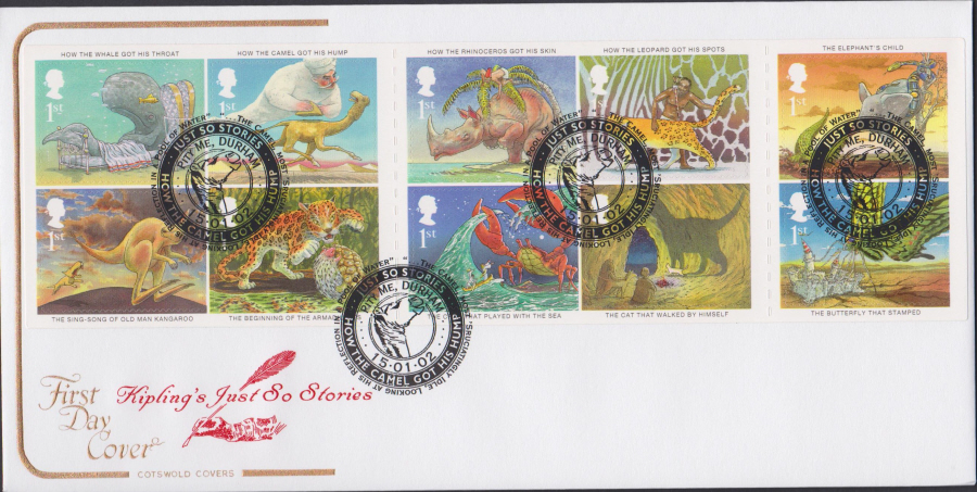 2002 - Kipling Just So Stories COTSWOLD FDC Pity Me, Durham Postmark - Click Image to Close