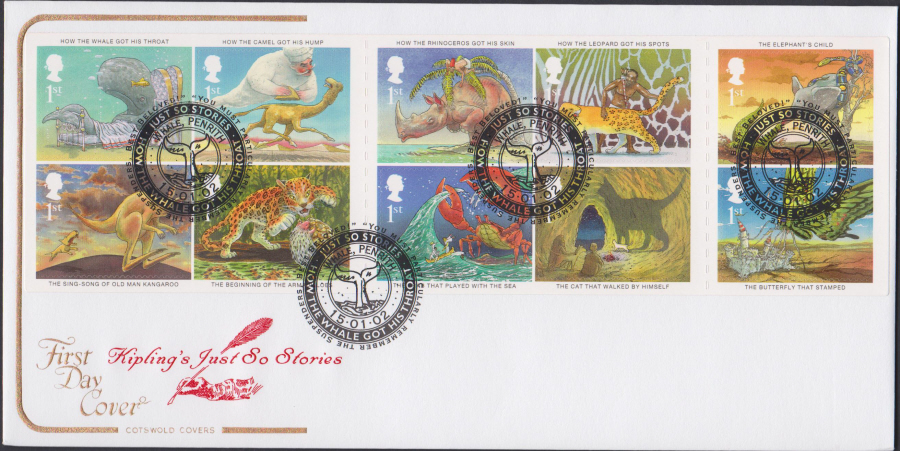 2002 - Kipling Just So Stories COTSWOLD FDC Whale, Penrith Postmark - Click Image to Close