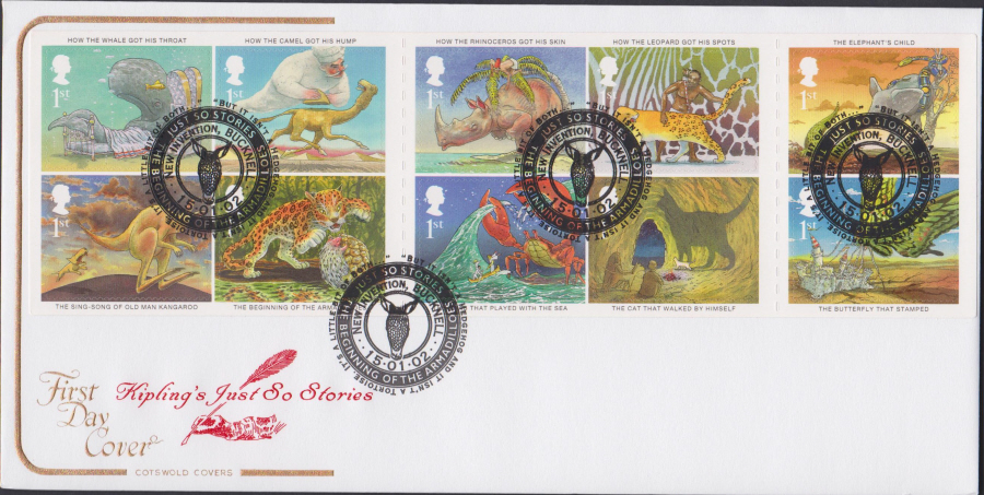 2002 - Kipling Just So Stories COTSWOLD FDC New Ivvention,Bucknell Postmark - Click Image to Close