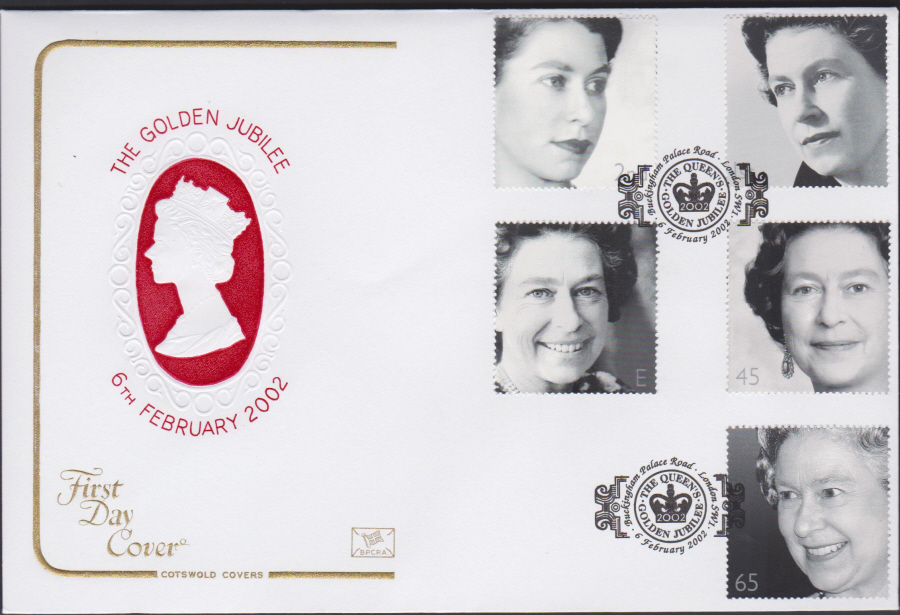2002 - Queens Golden Jubilee COTSWOLD FDC Buckingham Palace Rd, London Postmark - Click Image to Close