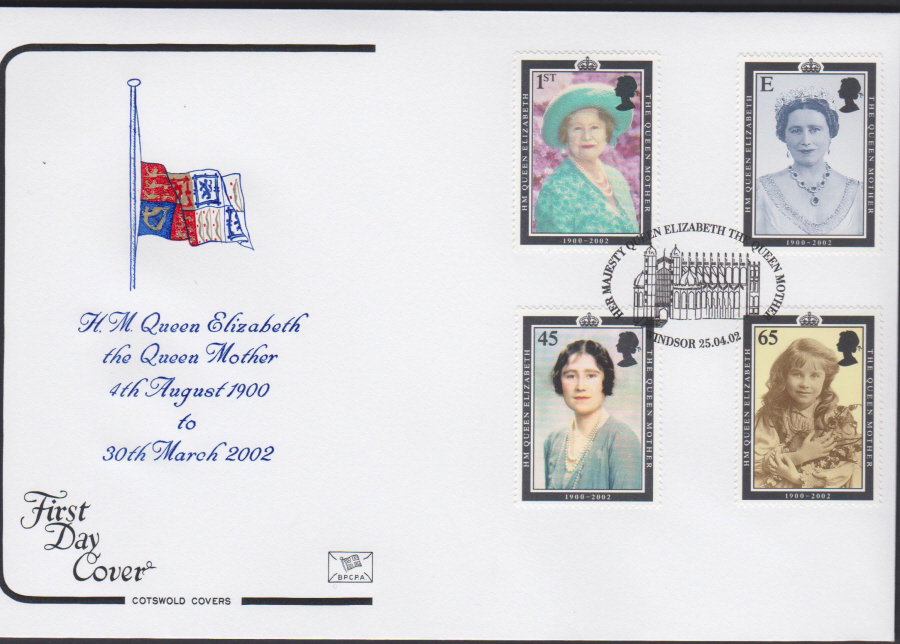 2002 -Queen Mother 1900-2002 COTSWOLD FDC -Her Majesty Windsor Postmark