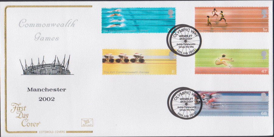2002 -Commonwealth Games COTSWOLD FDC - Wembley Middlesex Olympic Way Postmark - Click Image to Close