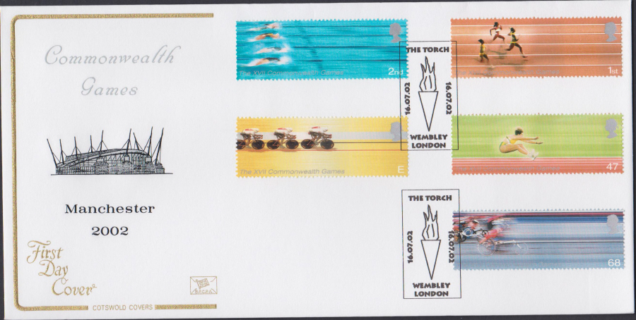 2002 -Commonwealth Games COTSWOLD FDC - Wembley London The Torch Postmark