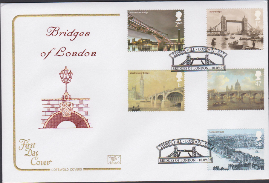 2002 -Bridges of London COTSWOLD FDC -Tower Hill, London EC3 Postmark