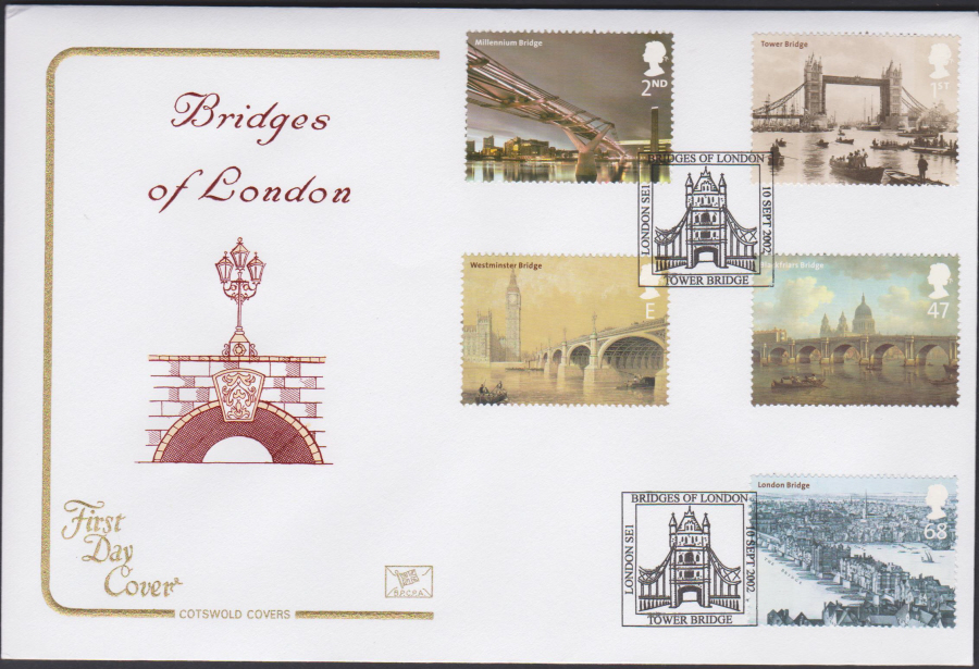 2002 -Bridges of London COTSWOLD FDC - Tower Bridge London SE1 Postmark