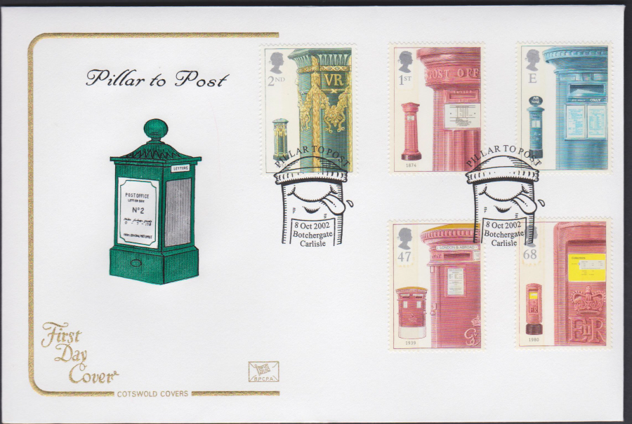 2002 -Pillar to Post COTSWOLD FDC -Botchergate, Carlisle Postmark