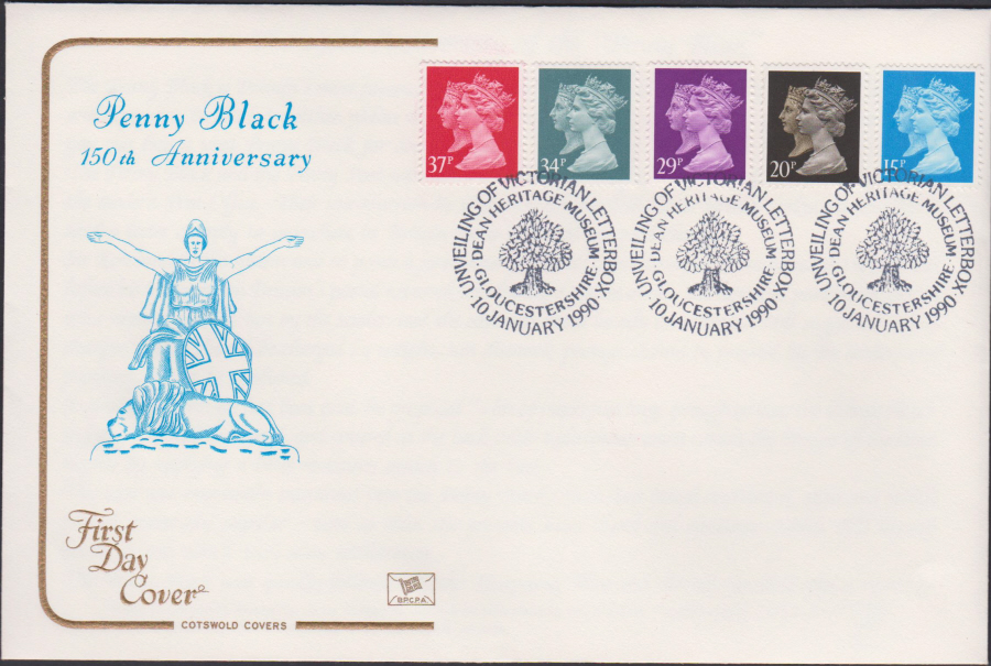 1990 - Cotswold FDC Penny Black AnniversaryDean Heritage Museum Postmark