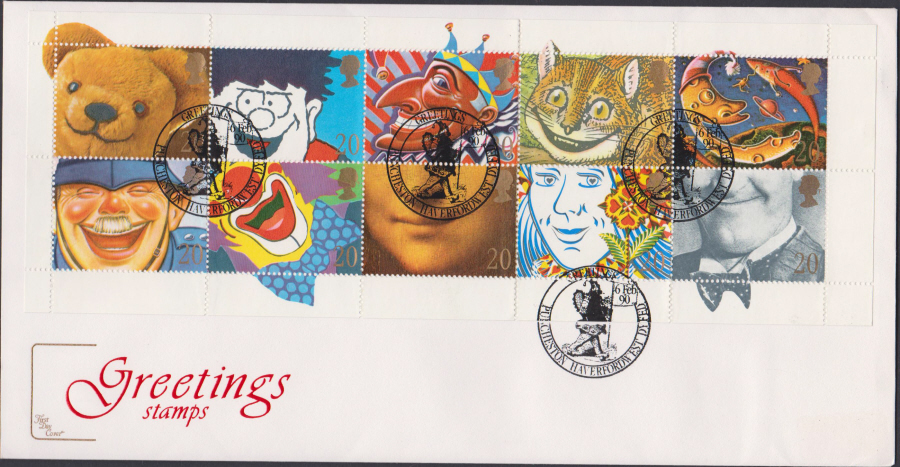 1990 - Cotswold FDC Greetings Stamps . :- Puncheston,Haverfordwest Postmark - Click Image to Close