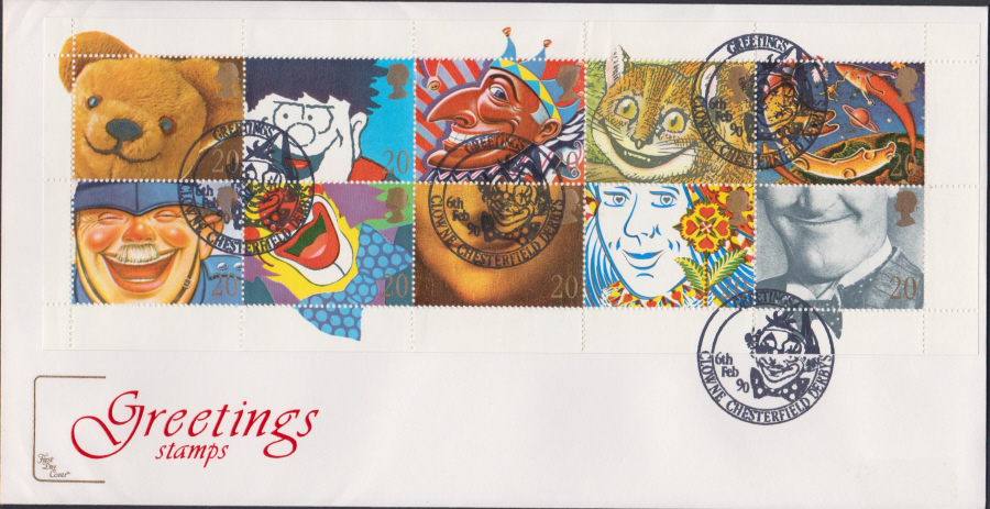 1990 - Cotswold FDC Greetings Stamps . :- Clowne,Chesterfield Postmark - Click Image to Close