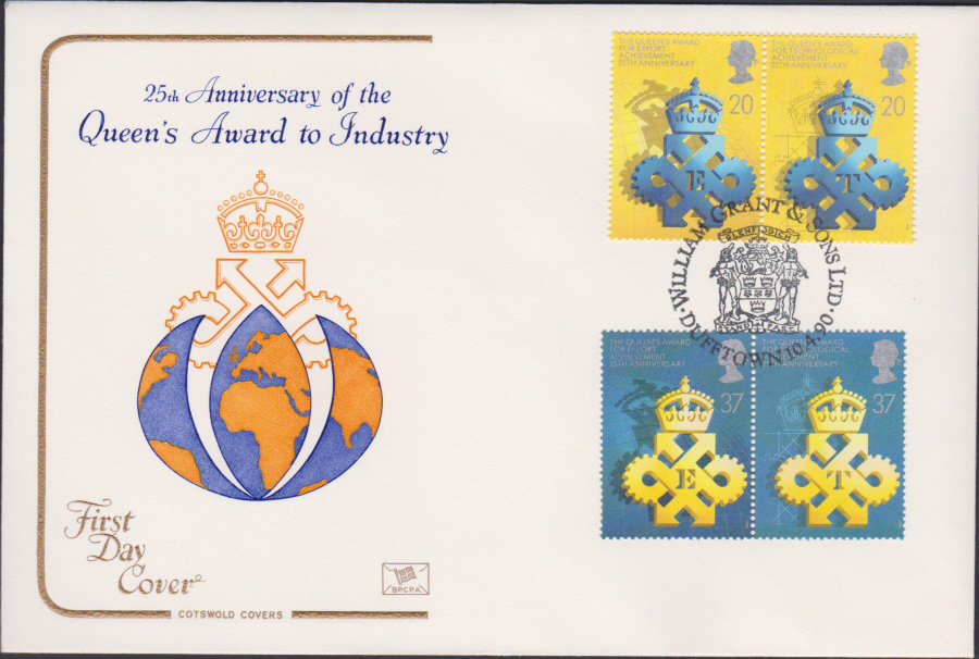 1990 - Cotswold FDC Queen's Award ti Industry . :- William Grant,Dufftown Postmark - Click Image to Close