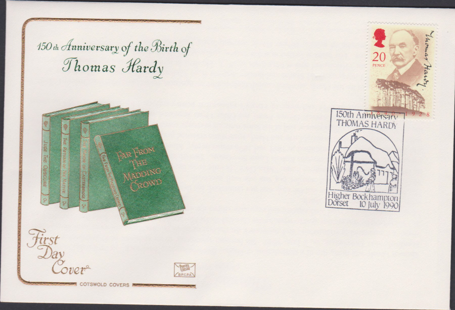 1990 - Cotswold FDC Anniversary Birth Thomas Hardy :- Higer,Bockhampton,Dorset Postmark - Click Image to Close