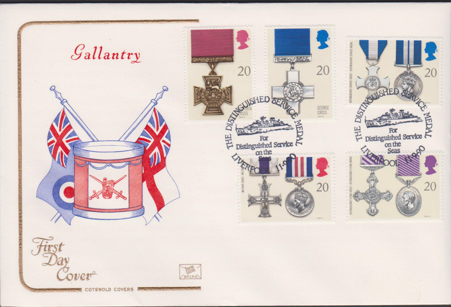 1990 - Cotswold FDC Gallantry :- The D S M Liverpool Postmark
