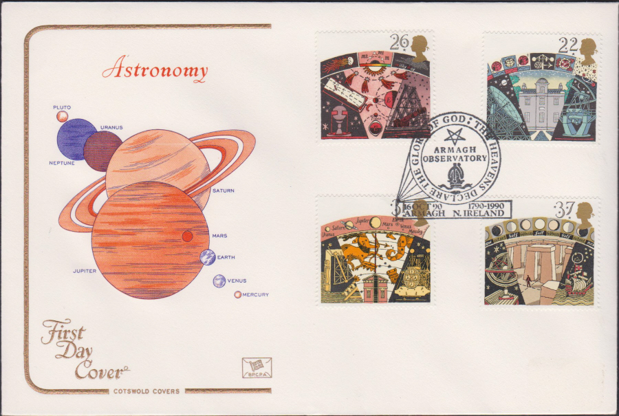 1990 - Cotswold FDC Astronomy:- Armagh Observatory Postmark - Click Image to Close