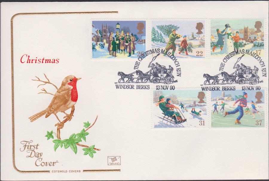1990 - Cotswold FDC Christmas :- Windsor Berks Postmark - Click Image to Close