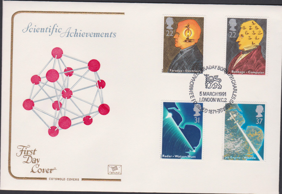 1991 - Cotswold FDC Scientific Achievements :-Faraday London W C 2 Postmark - Click Image to Close