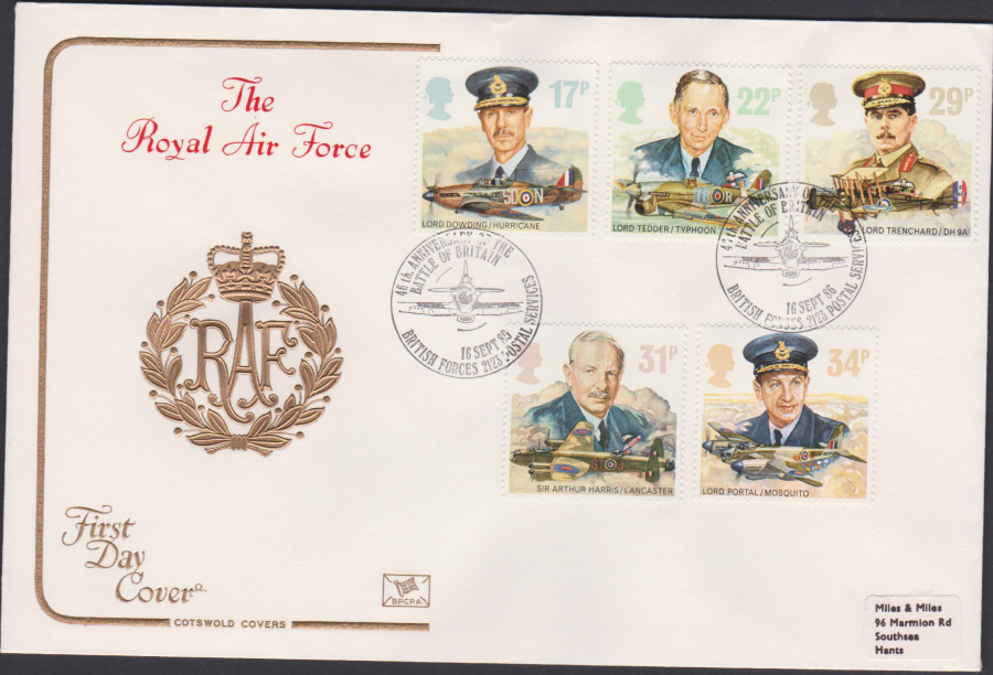 1986 - Royal Air Force First Day Cover COTSWOLD :- British Forces Postal Services 2123 Postmark
