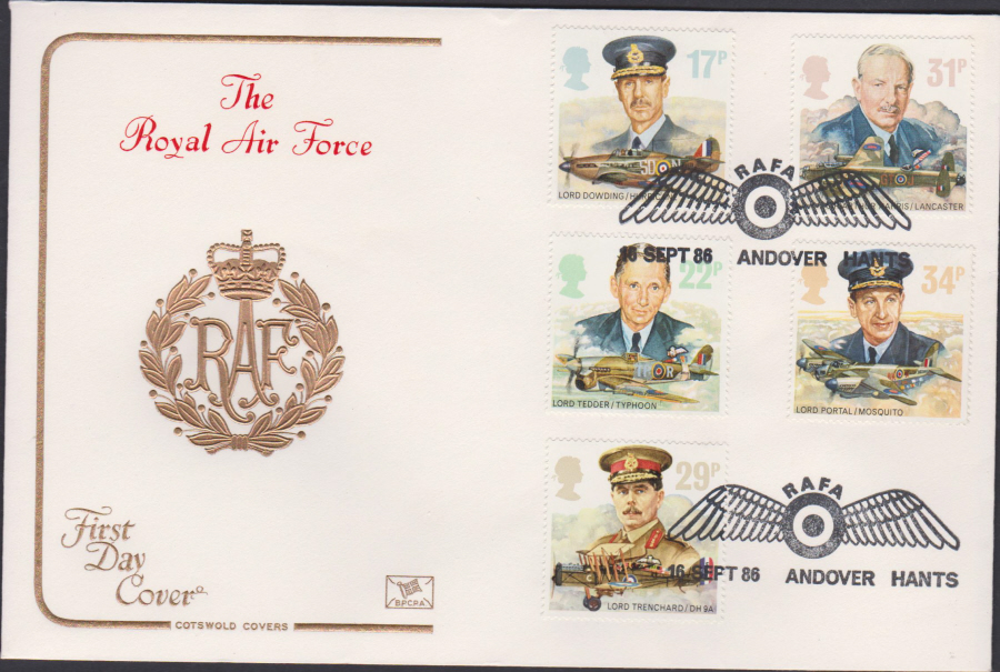 1986 - Royal Air Force First Day Cover COTSWOLD :- R A F A Andover Hants Postmark - Click Image to Close