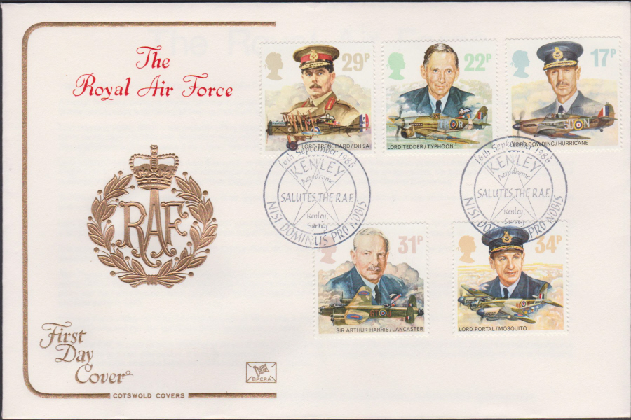 1986 - Royal Air Force First Day Cover COTSWOLD :- Kenley,Surrey Postmark