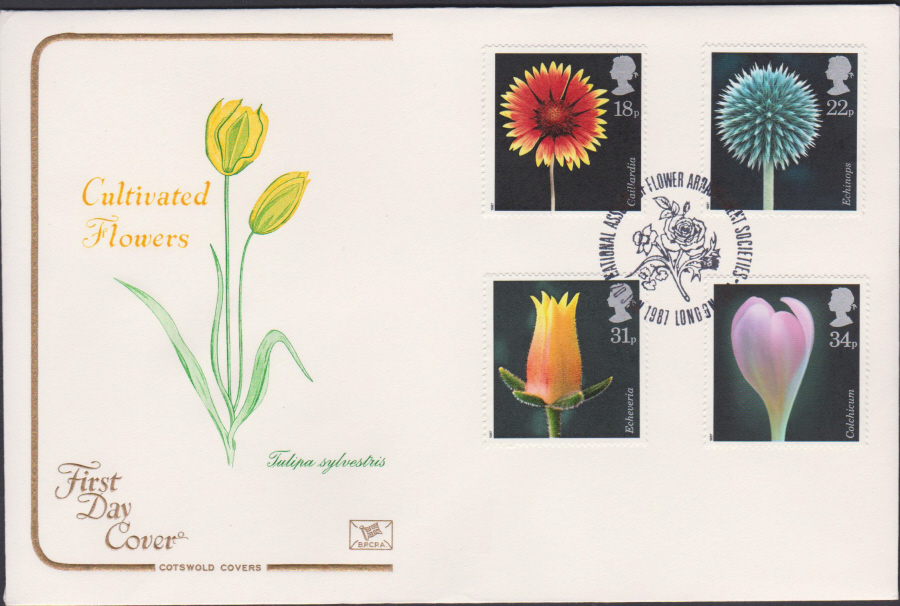 1987- Flowers First Day Cover COTSWOLD :- Flower Arrangement Society London - Click Image to Close
