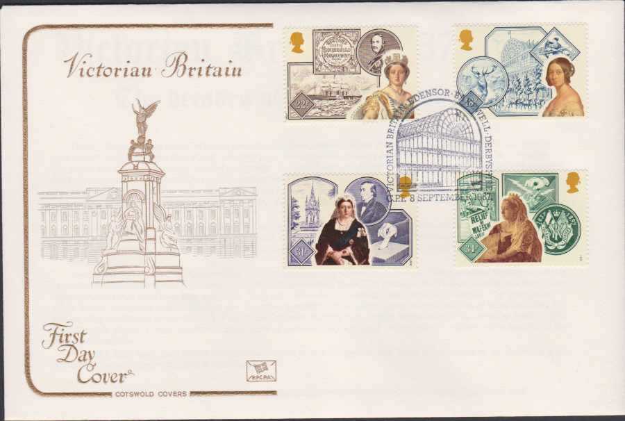 1987- Victorian Britain First Day Cover COTSWOLD Edensor,Bakewell,Derbyshire Postmark