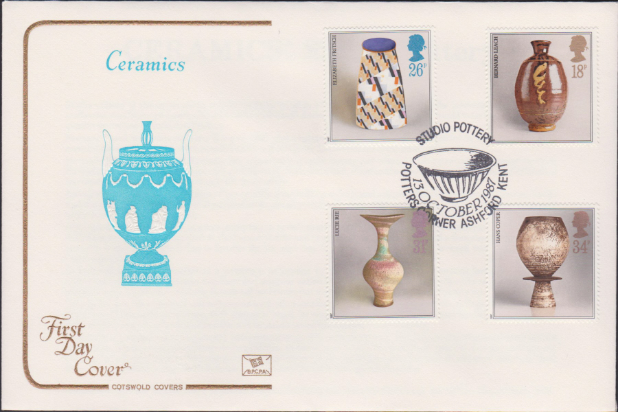 1987- Studio Pottery First Day Cover COTSWOLD Potters Corner Ashford,Kent Postmark - Click Image to Close